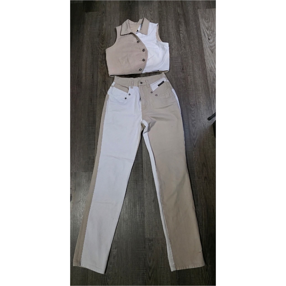 Two-Tone Women's Pants & Jumpsuit Set